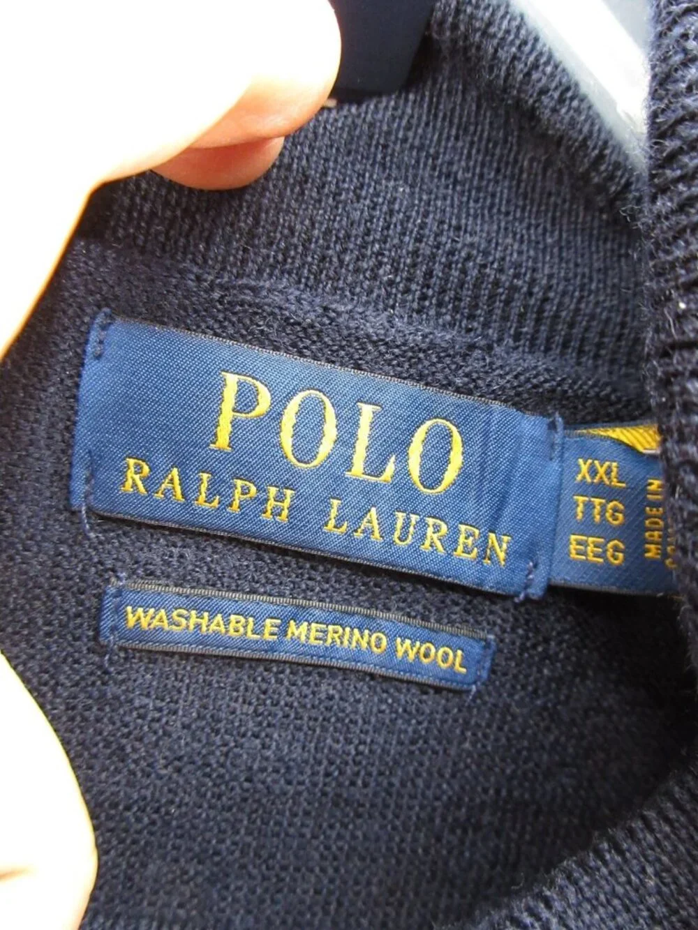 Polo Ralph Lauren Sweater XXL Navy Washable Merino Wool Turtleneck Pony